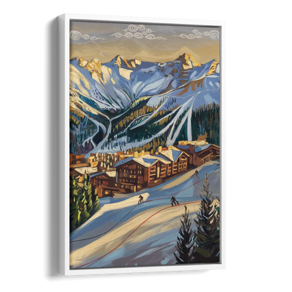 Breckenridge Ski Resort Panorama Side - White Canvas Wall Art