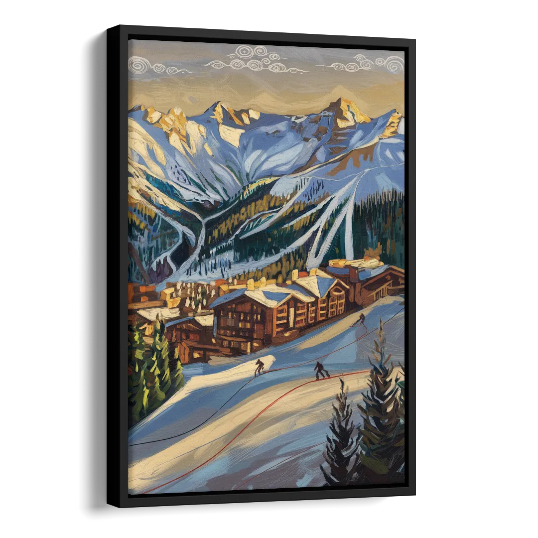 Breckenridge Ski Resort Panorama Side - Black Canvas Wall Art