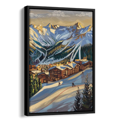 Breckenridge Ski Resort Panorama Side - Black Canvas Wall Art