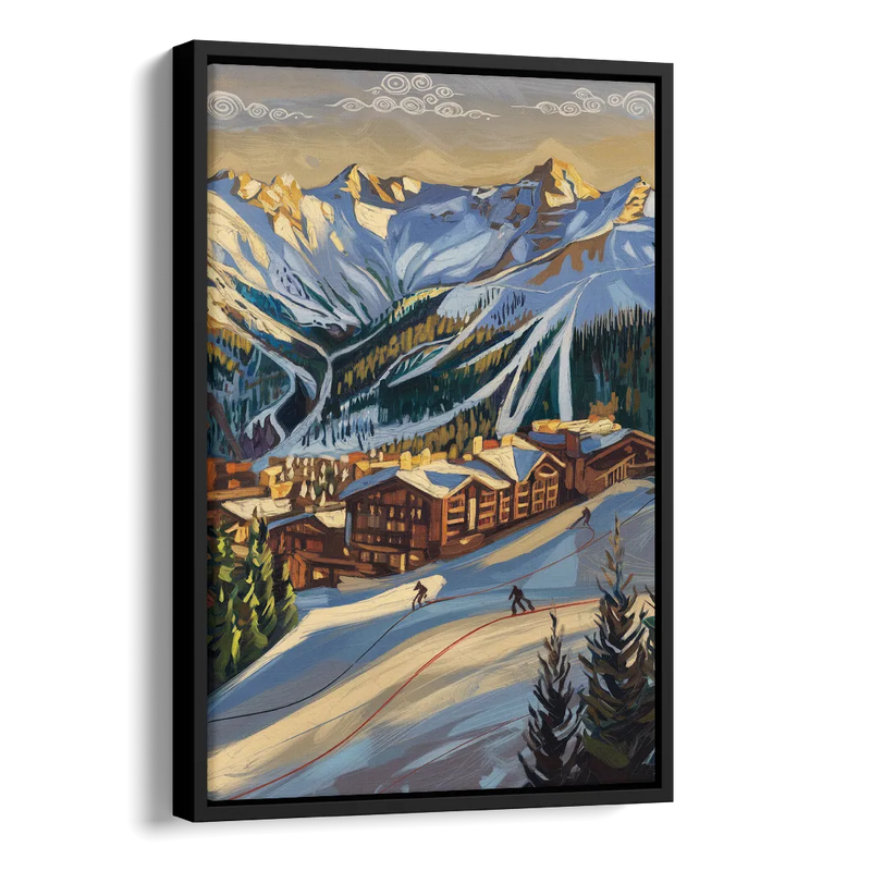 Breckenridge Ski Resort Panorama Side - Black Canvas Wall Art