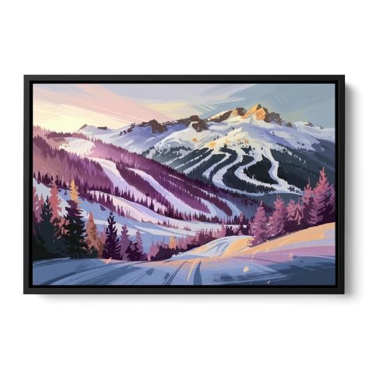 Breckenridge Snowy Peaks - Black Framed Canvas Wall Art - Front