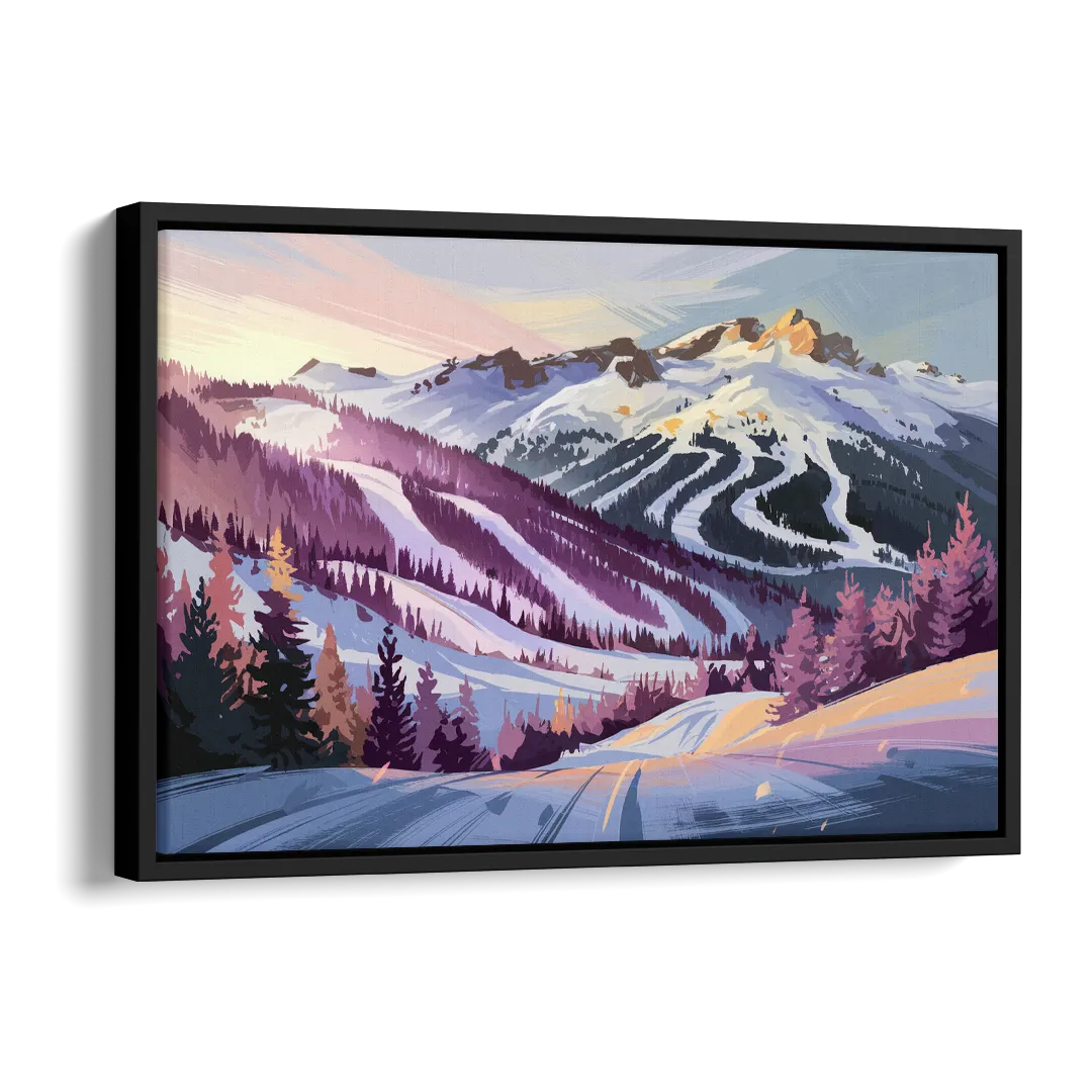 Breckenridge Snowy Peaks Side - Black Canvas Wall Art