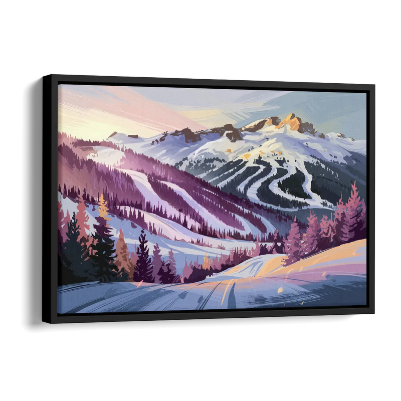 Breckenridge Snowy Peaks Side - Black Canvas Wall Art