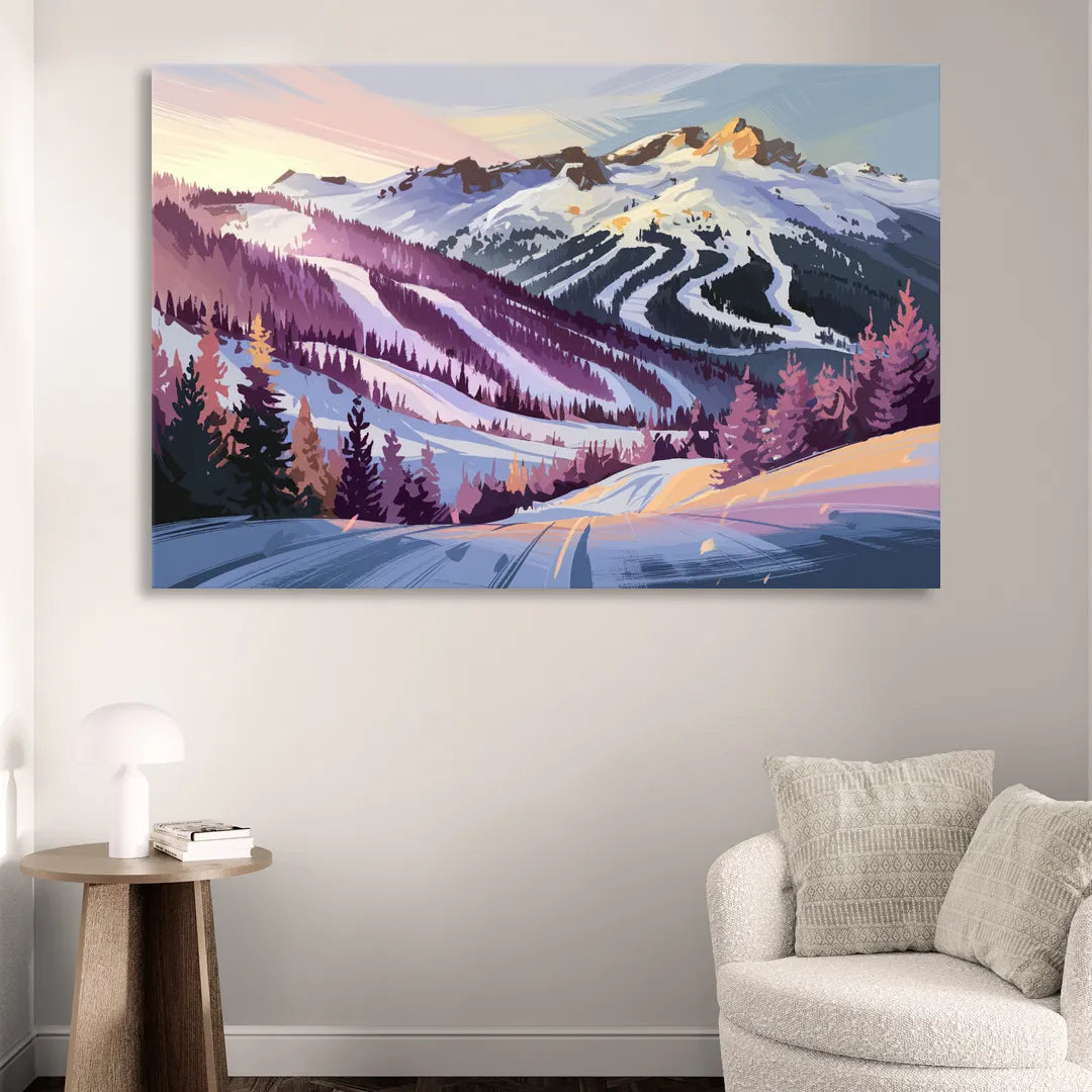 Breckenridge Snowy Peaks Sitting Room - Canvas Wall Art