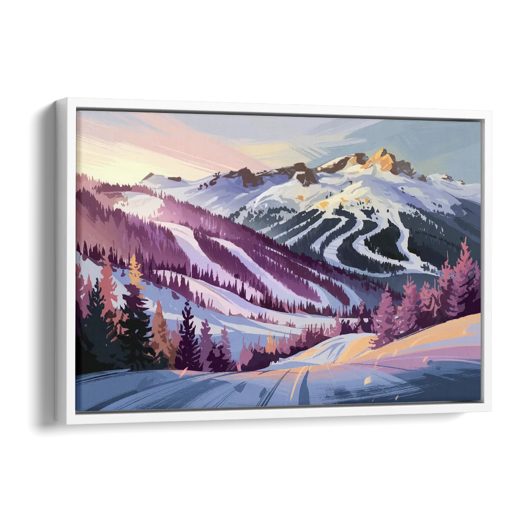 Breckenridge Snowy Peaks Side - White Canvas Wall Art