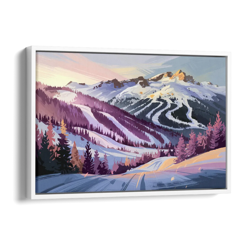Breckenridge Snowy Peaks Side - White Canvas Wall Art