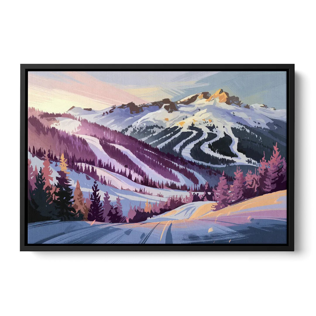 Breckenridge Snowy Peaks Front - Black Canvas Wall Art