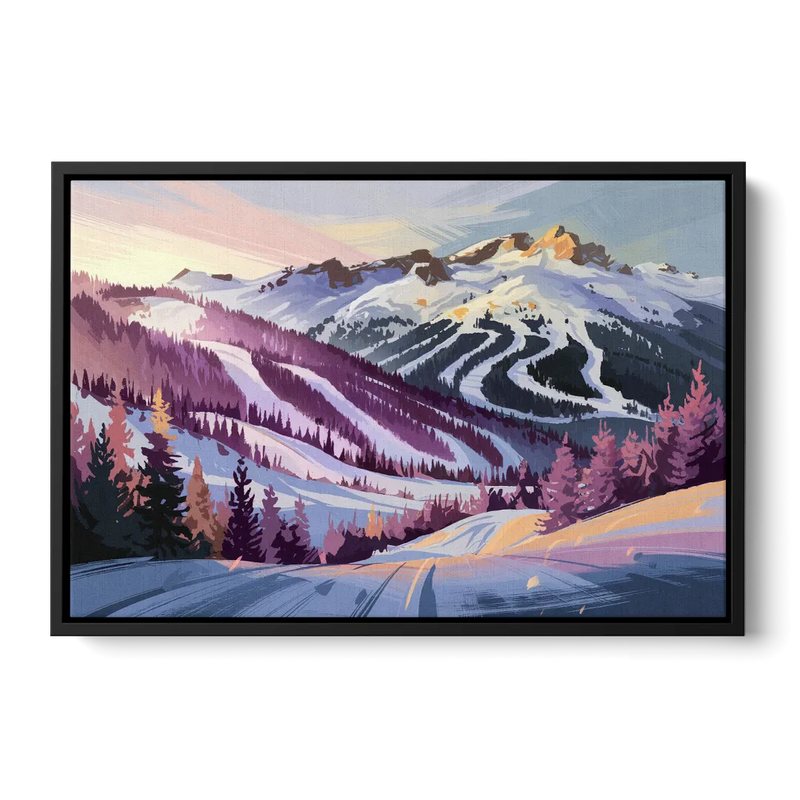 Breckenridge Snowy Peaks Front - Black Canvas Wall Art