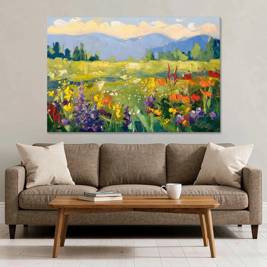 Breckenridge Summer Wildflowers - Canvas Wall Art - Sofa - 60x40