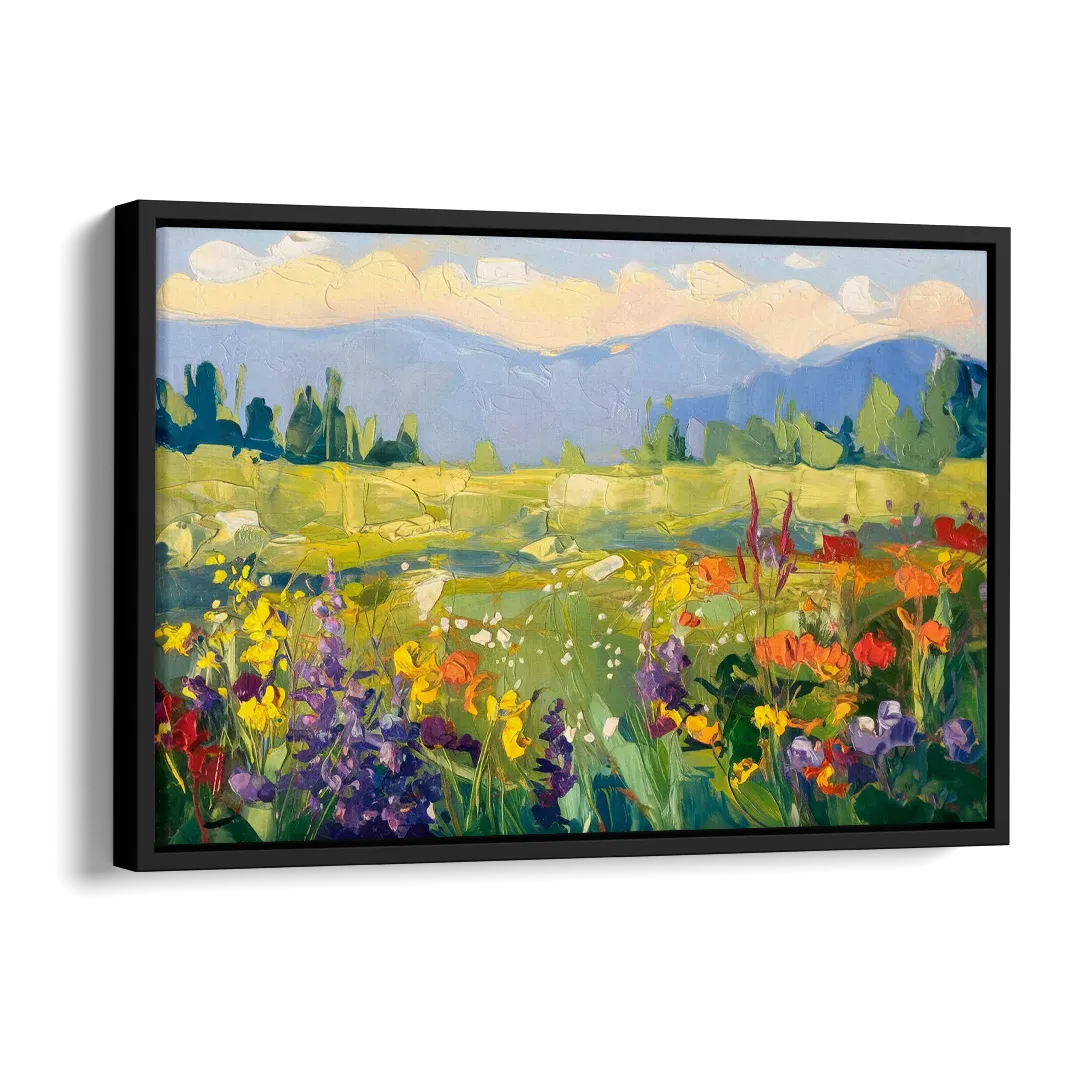 Breckenridge Summer Wildflowers Side - Black Canvas Wall Art
