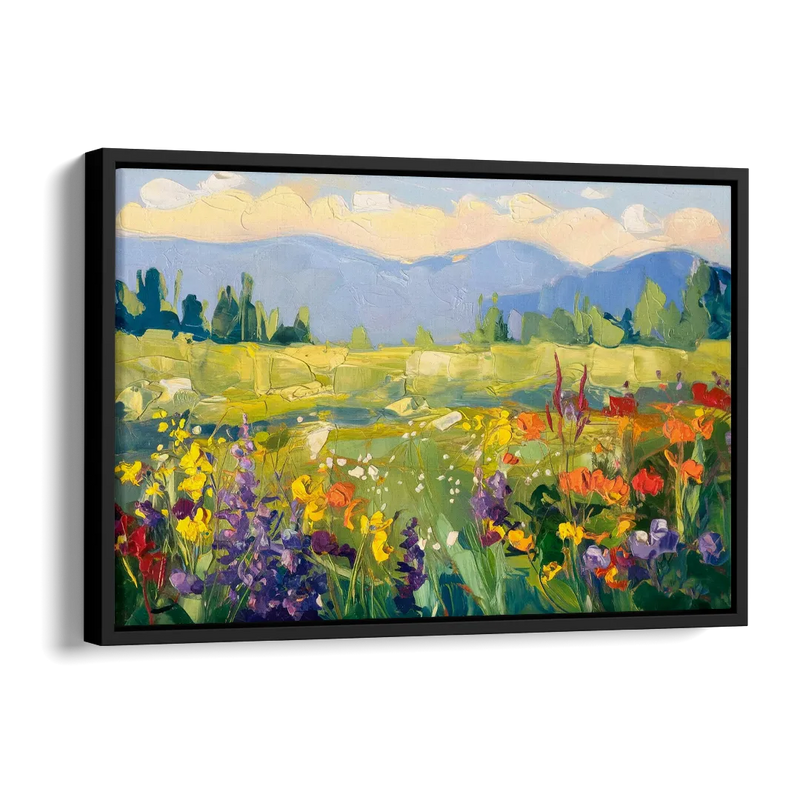 Breckenridge Summer Wildflowers Side - Black Canvas Wall Art