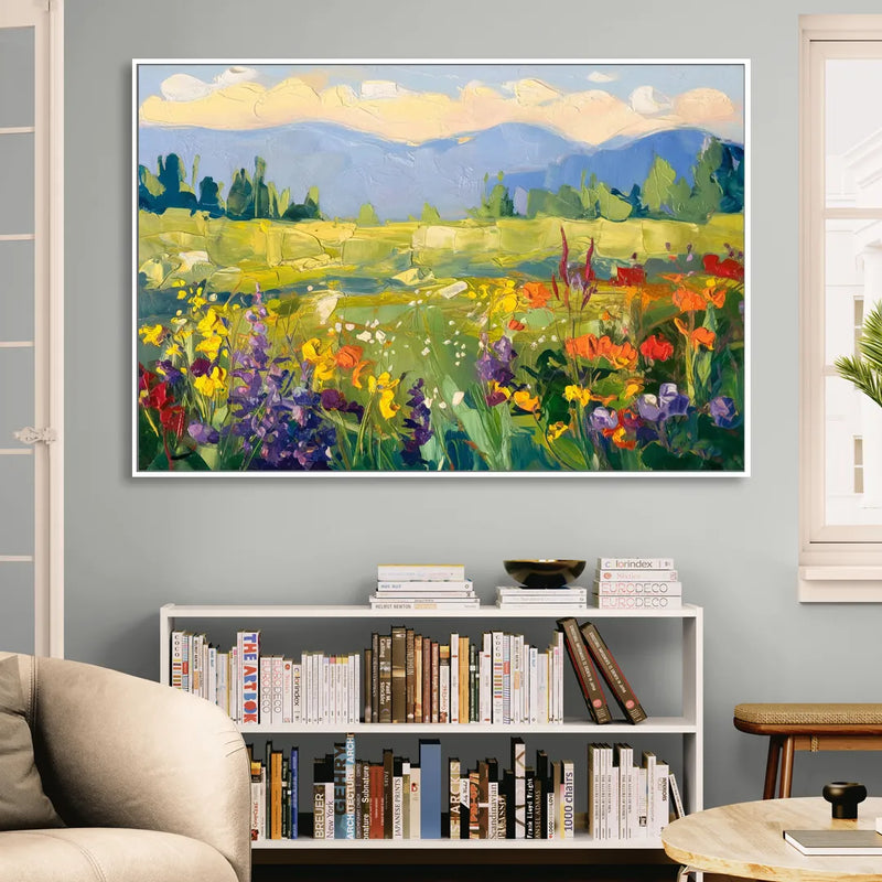 Breckenridge Summer Wildflowers Sitting Room - White Canvas Wall Art