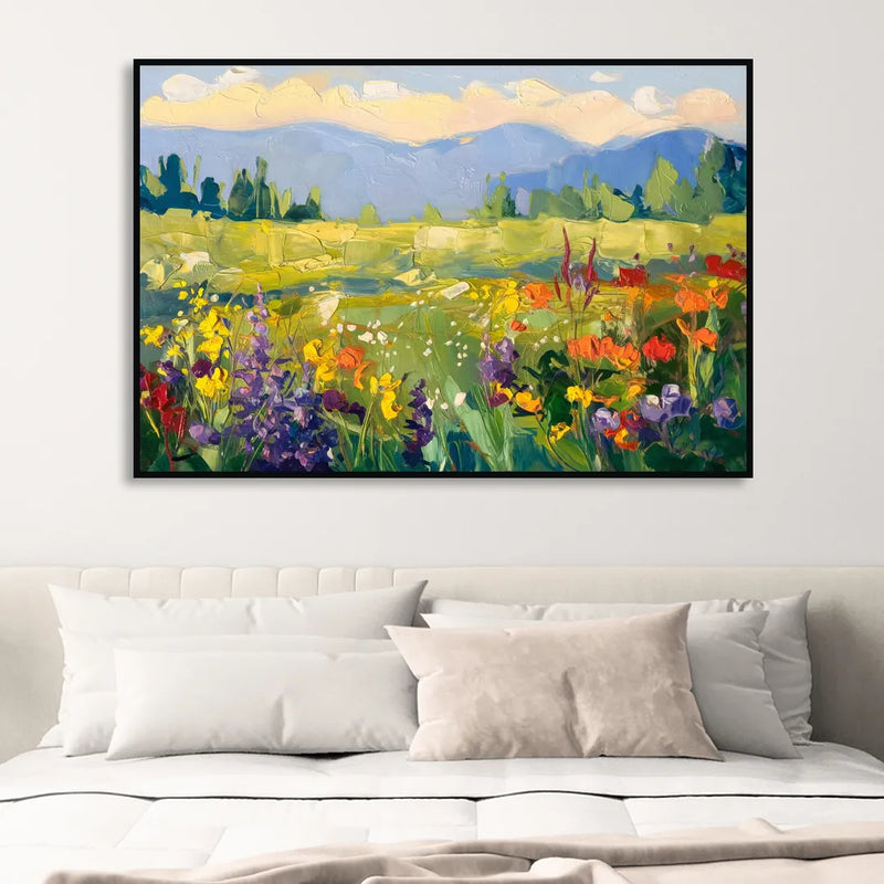 Breckenridge Summer Wildflowers Sitting Room - Black Canvas Wall Art