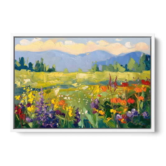 Breckenridge Summer Wildflowers - White Framed Canvas Wall Art - Front