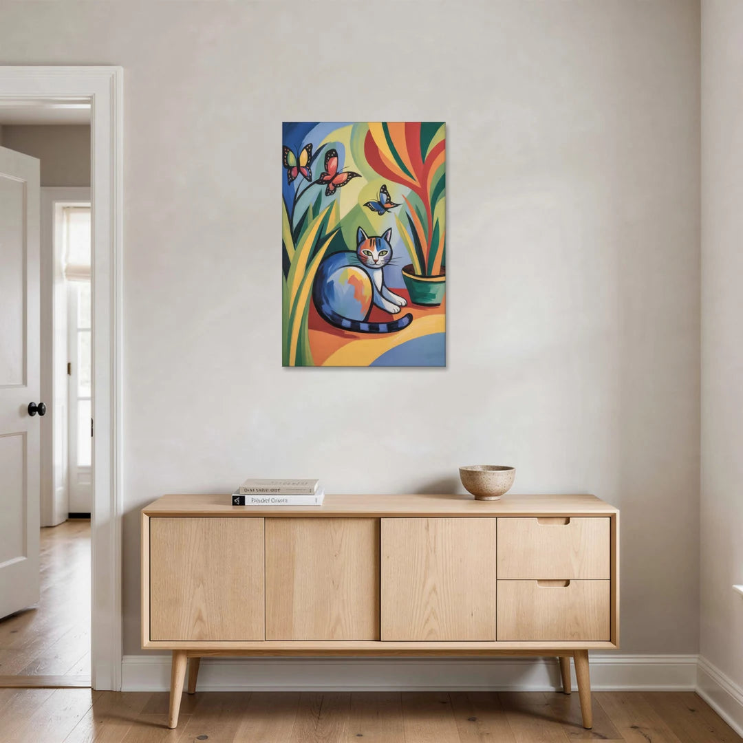 Breezy Cat Garden - Canvas Wall Art - Coffee Table - 24x36