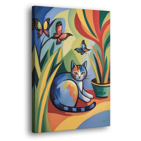Breezy Cat Garden - Canvas Wall Art - Side