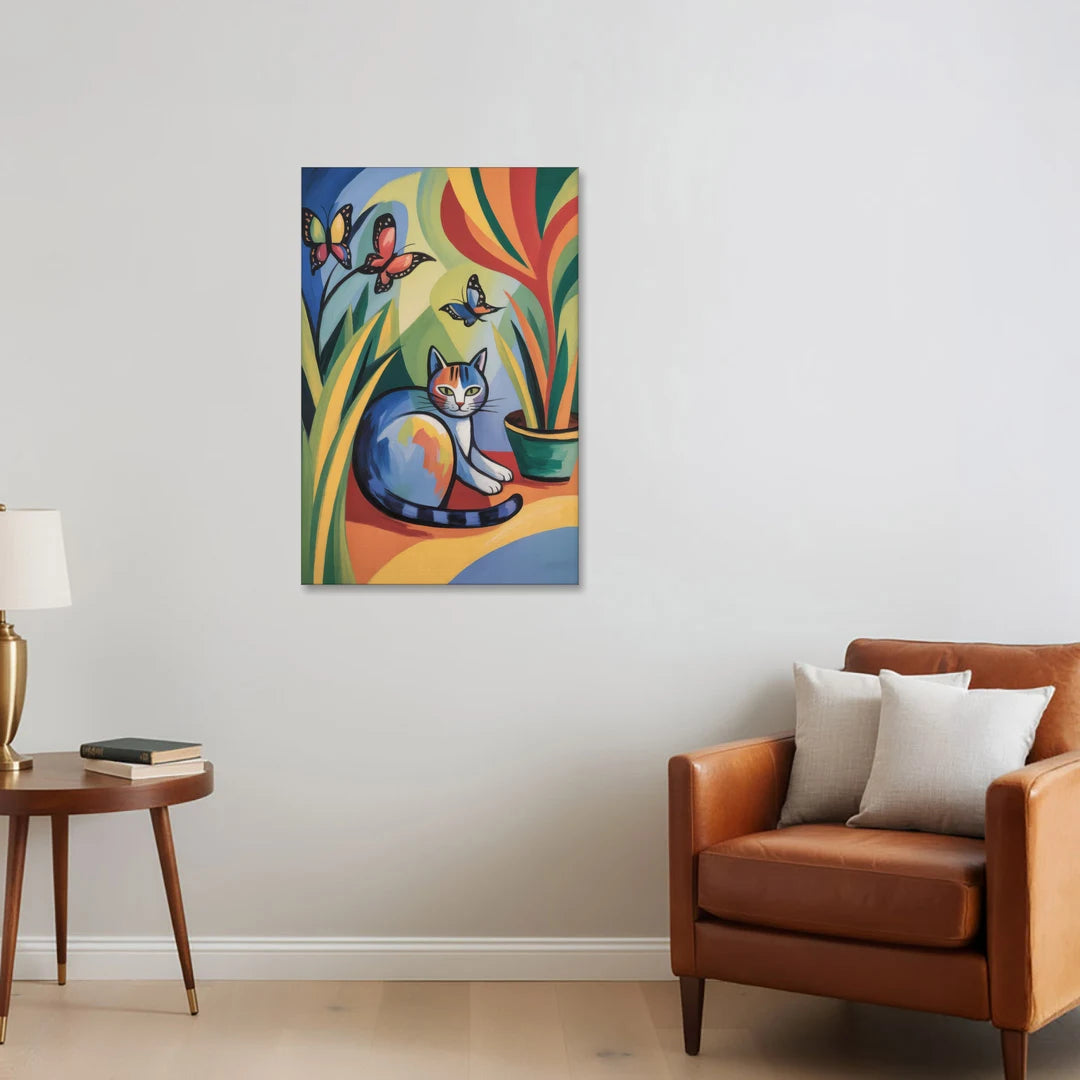 Breezy Cat Garden - Canvas Wall Art - Sofa - 24x36