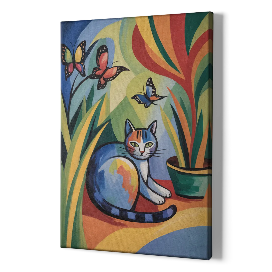Breezy Cat Garden - Canvas Print Art Sides