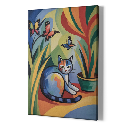 Breezy Cat Garden - Canvas Print Art Sides