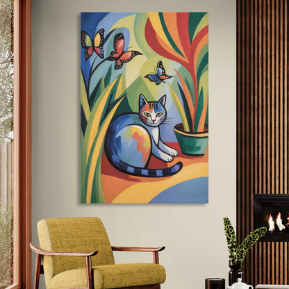 Breezy Cat Garden Sitting Room - Canvas Wall Art