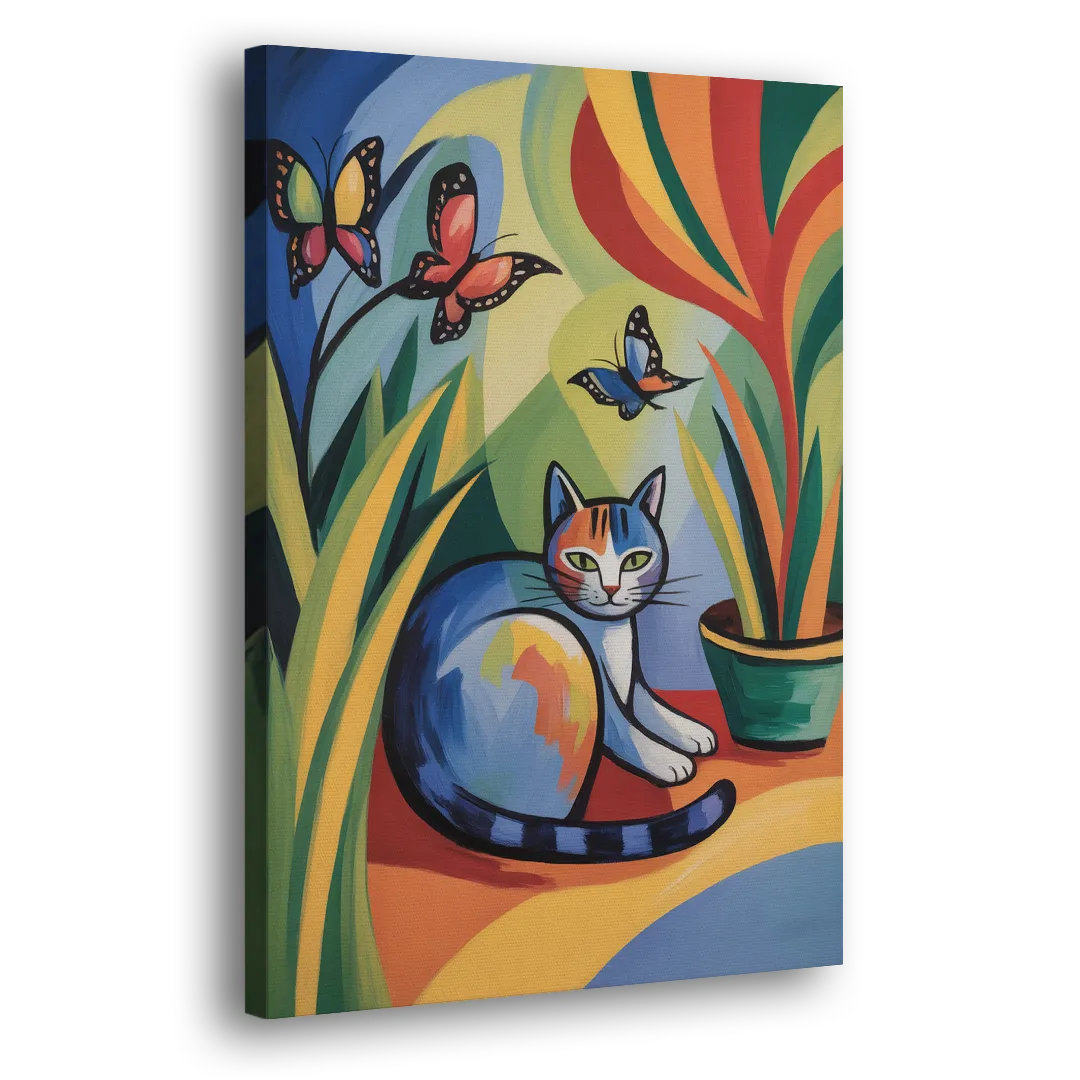 Breezy Cat Garden Side - Canvas Wall Art