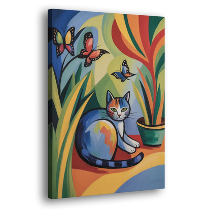 Breezy Cat Garden Side - Canvas Wall Art