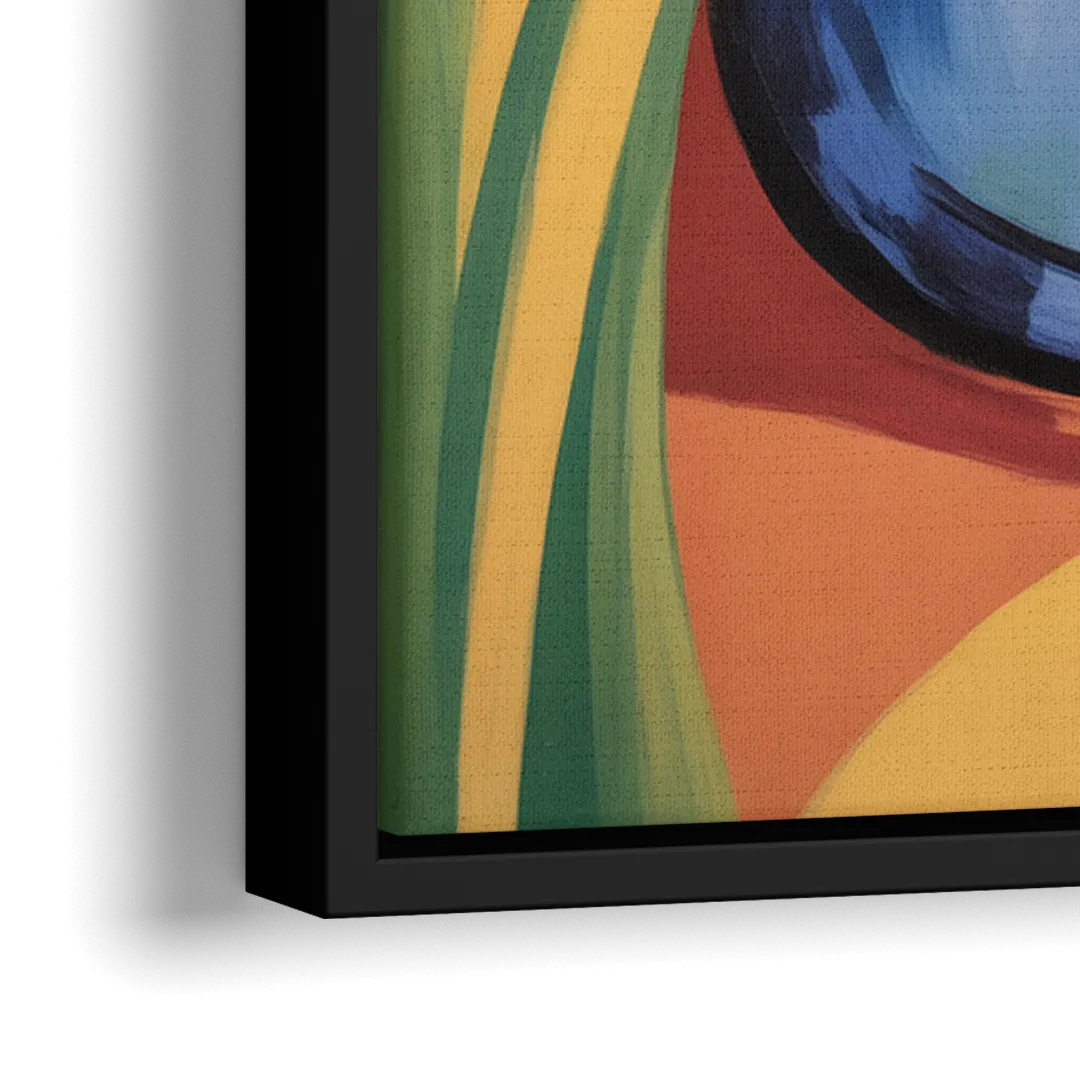 Breezy Cat Garden - Close-Up Black Frame Canvas