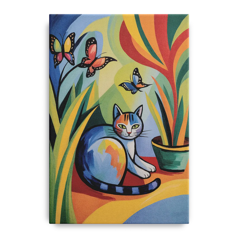 Breezy Cat Garden Front - Canvas Wall Art