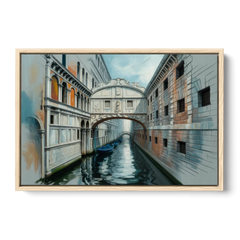 Bridge of Sighs Whisper - Oak Framed Canvas Wall Art - Front