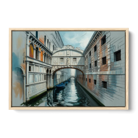 Bridge of Sighs Whisper - Oak Framed Canvas Wall Art - Front