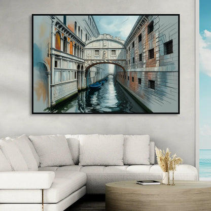 Bridge of Sighs Whisper Living Room - Black Canvas Wall Art