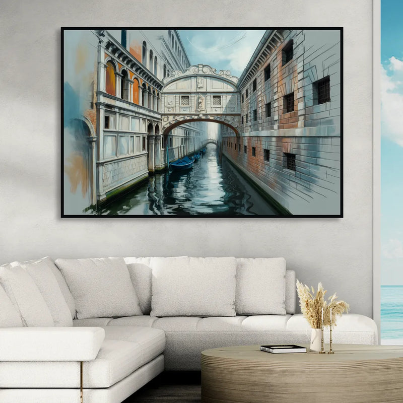 Bridge of Sighs Whisper Living Room - Black Canvas Wall Art