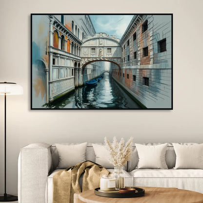 Bridge of Sighs Whisper Sitting Room - Black Canvas Wall Art