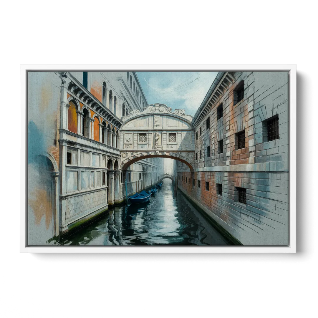 Bridge of Sighs Whisper Front - White Canvas Wall Art