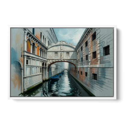 Bridge of Sighs Whisper Front - White Canvas Wall Art