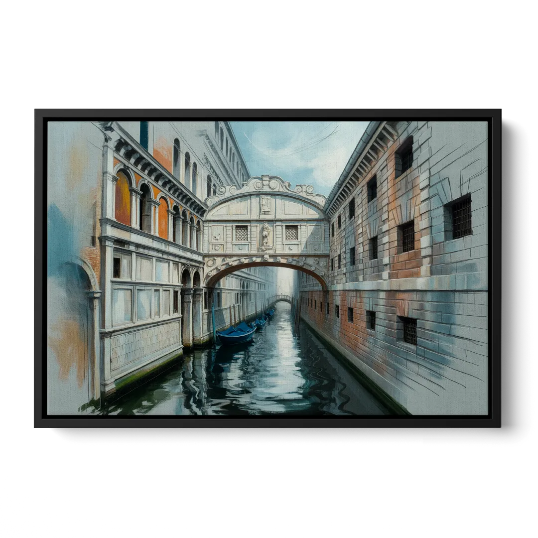 Bridge of Sighs Whisper Front - Black Canvas Wall Art