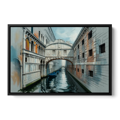 Bridge of Sighs Whisper Front - Black Canvas Wall Art