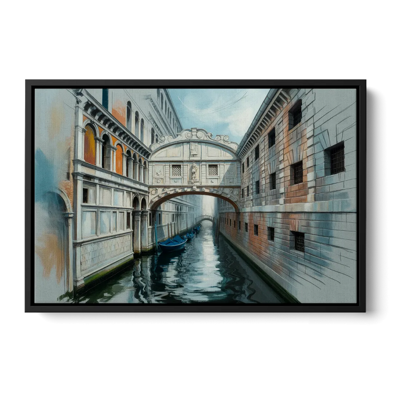 Bridge of Sighs Whisper Front - Black Canvas Wall Art