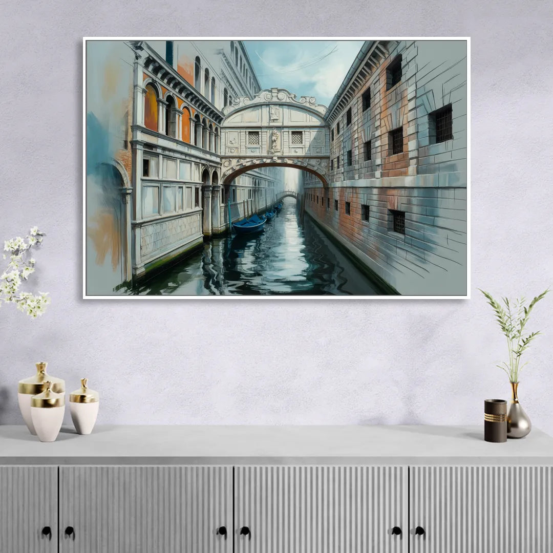 Bridge of Sighs Whisper Sitting Room - White Canvas Wall Art