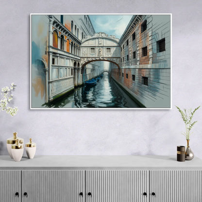 Bridge of Sighs Whisper Sitting Room - White Canvas Wall Art