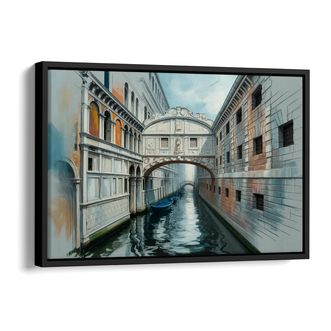 Bridge of Sighs Whisper Side - Black Canvas Wall Art