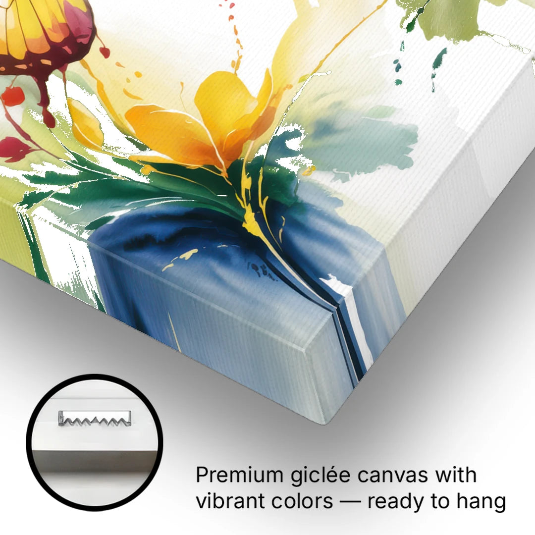 Bright Yellow Butterfly - Canvas Wall Art - Gallery Wrap Corner