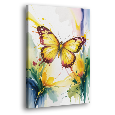 Bright Yellow Butterfly - Canvas Wall Art - Side