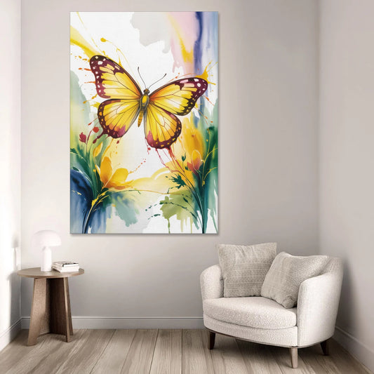 Bright Yellow Butterfly - Canvas Wall Art - Sofa - 40x60