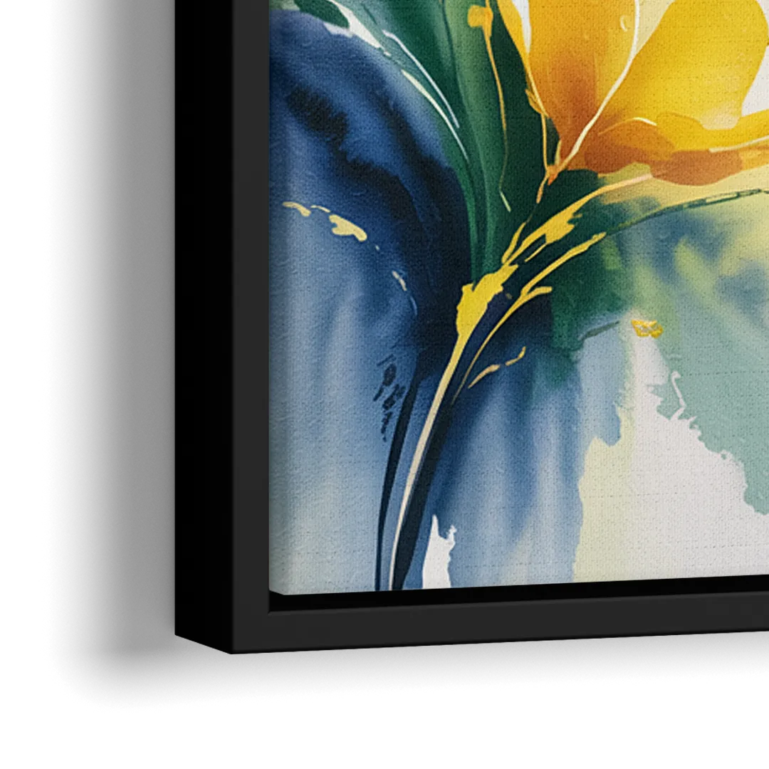 Bright Yellow Butterfly - Close-Up Black Frame Canvas