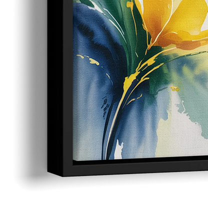 Bright Yellow Butterfly - Close-Up Black Frame Canvas