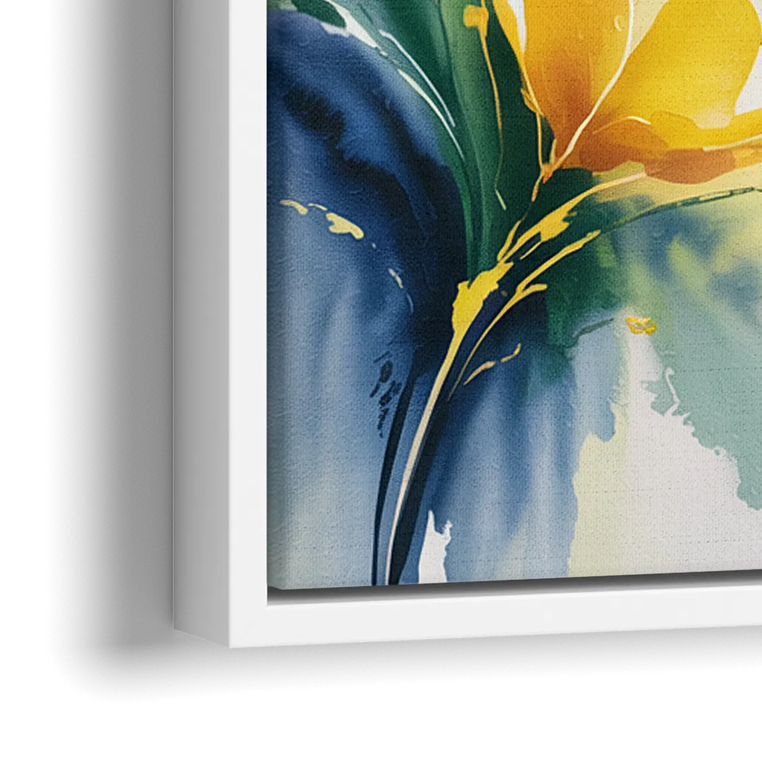 Bright Yellow Butterfly - Close-Up White Frame Canvas
