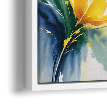 Bright Yellow Butterfly - Close-Up White Frame Canvas
