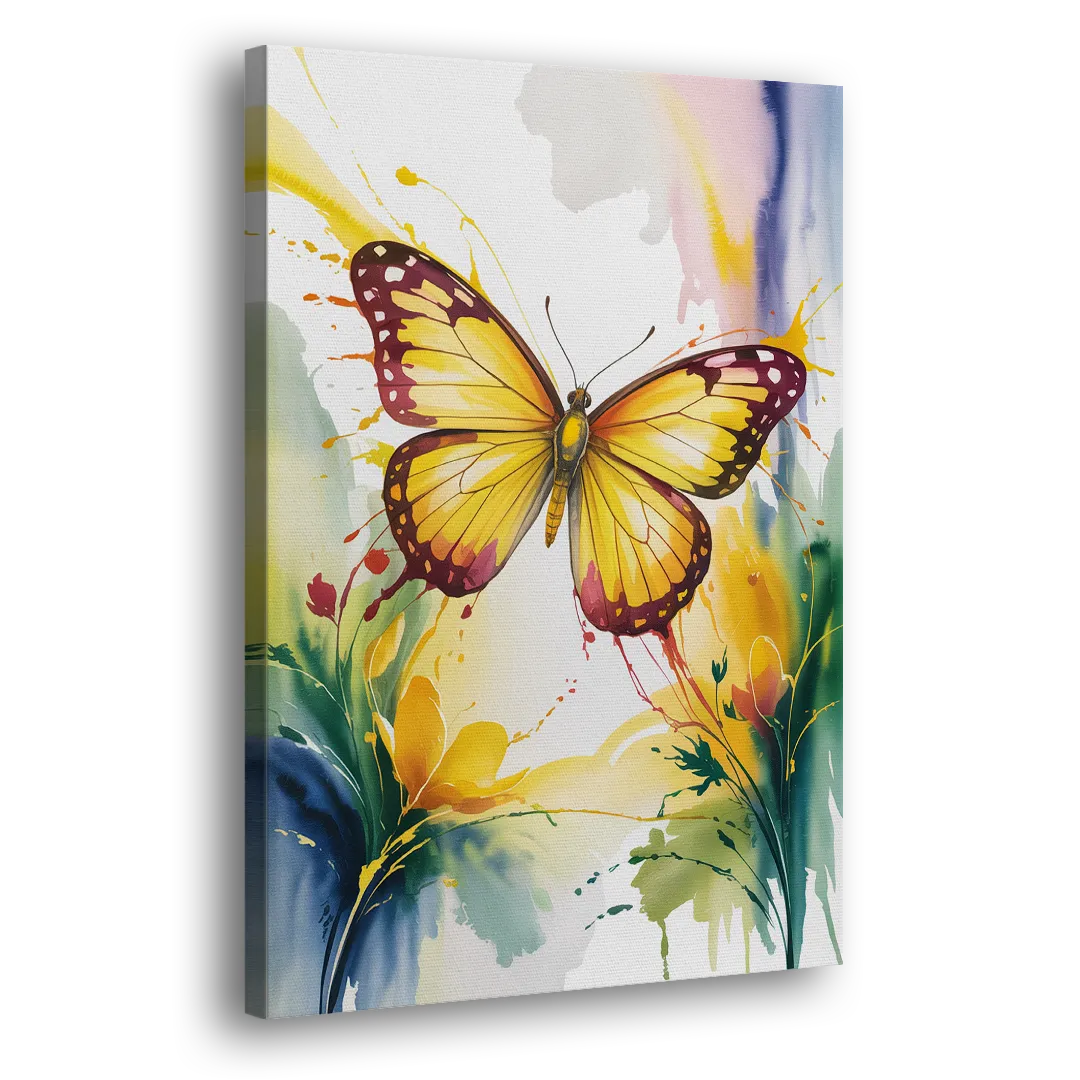 Bright Yellow Butterfly Side - Canvas Wall Art