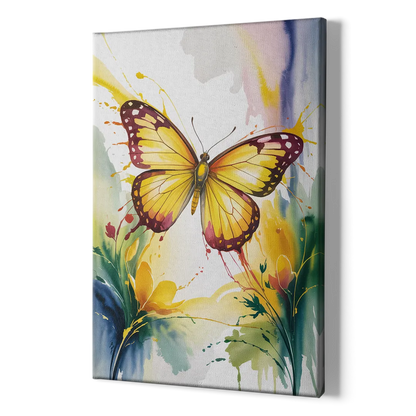Bright Yellow Butterfly - Canvas Print Art Sides